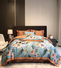 HKM-324179 Long Staple Cotton Four-Piece Bedding Set with Digital Plant and Flower Print