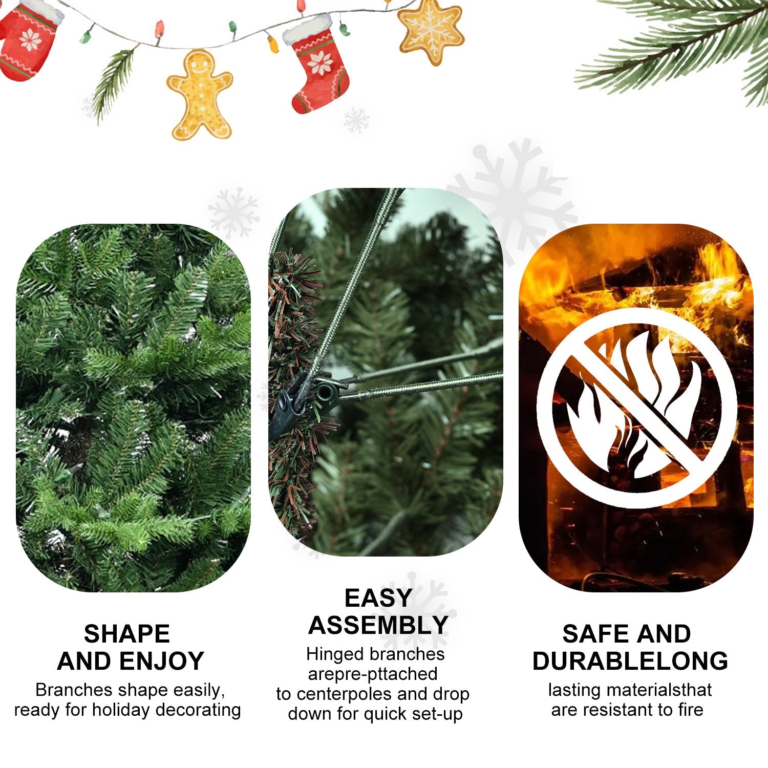 HKM-324307 Artificial Green PVC Christmas Tree – Available in 4ft, 5ft, 6.5ft, and 7.5ft Options with Hybrid Design