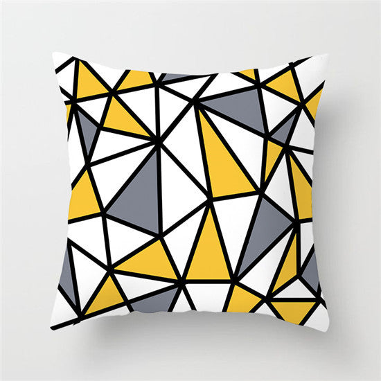 HKM-324307 Geometric Cartoon Peach Skin Pillowcase - 45x45cm Cushion Cover