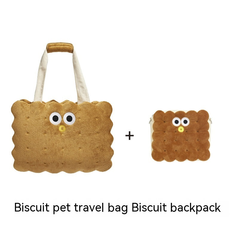 HKM-324371 Large Capacity Pet Travel Bag for Cats and Dogs - Sandwich Biscuit Design, Portable and Stylish