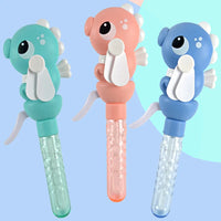 HKM-324435 Dinosaur Bubble Fan Stick Toy for Outdoor Fun - Portable Children’s Blowing Bubble Machine
