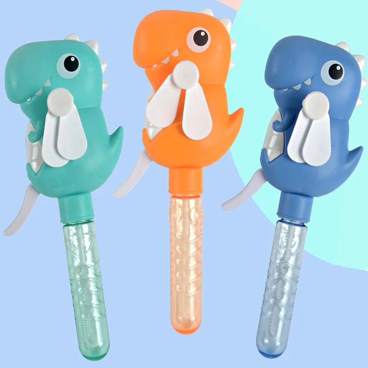 HKM-324435 Dinosaur Bubble Fan Stick Toy for Outdoor Fun - Portable Children’s Blowing Bubble Machine