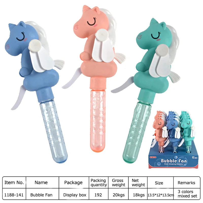 HKM-324435 Dinosaur Bubble Fan Stick Toy for Outdoor Fun - Portable Children’s Blowing Bubble Machine