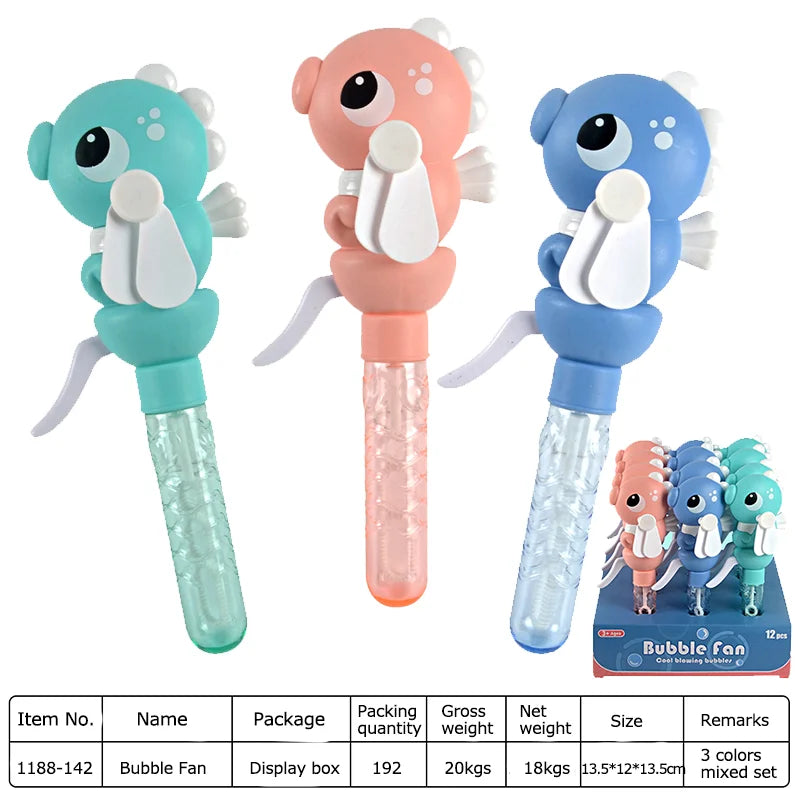 HKM-324435 Dinosaur Bubble Fan Stick Toy for Outdoor Fun - Portable Children’s Blowing Bubble Machine