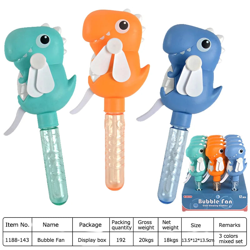 HKM-324435 Dinosaur Bubble Fan Stick Toy for Outdoor Fun - Portable Children’s Blowing Bubble Machine