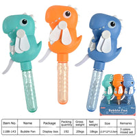 HKM-324435 Dinosaur Bubble Fan Stick Toy for Outdoor Fun - Portable Children’s Blowing Bubble Machine