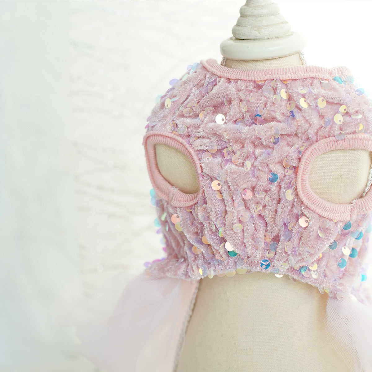 HKM-324627 Pink Sequin Pet Wedding Dress for Dogs and Cats - Stylish Princess Skirt in Multiple Sizes