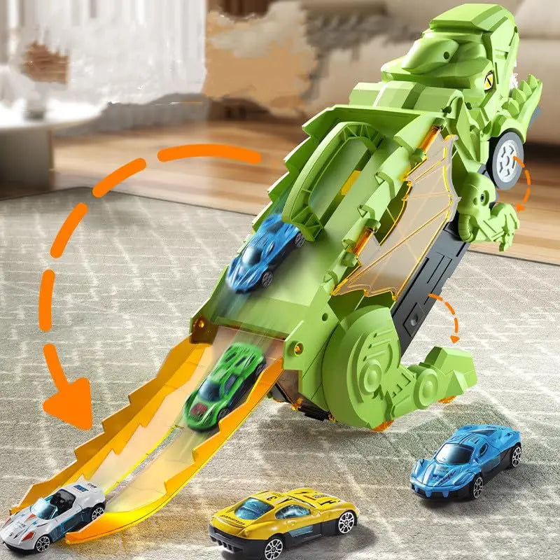 HKM-324819 Dinosaur Eating Cars Transport Truck Carrier - Friction Toy Vehicle for Kids Ages 2-13