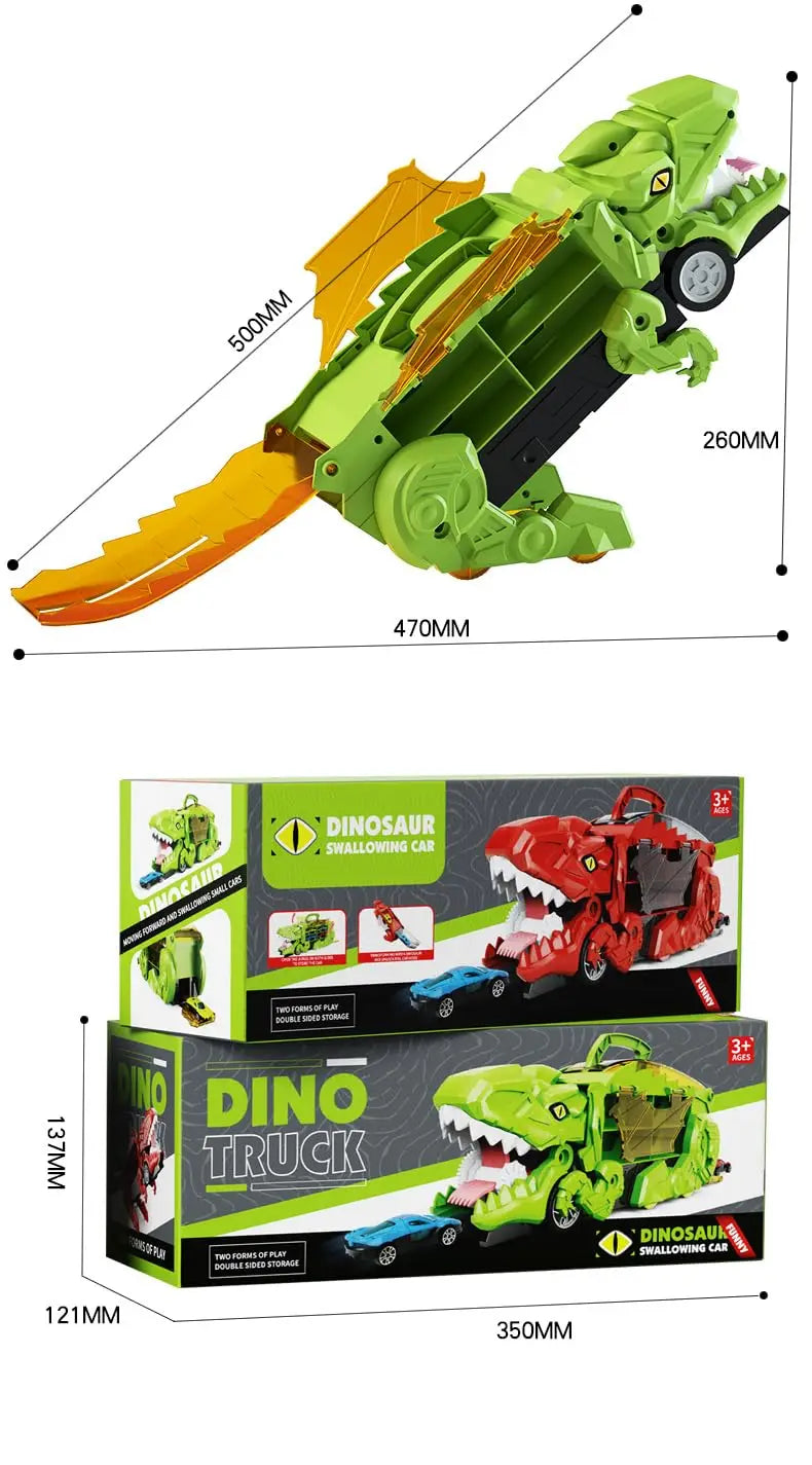 HKM-324819 Dinosaur Eating Cars Transport Truck Carrier - Friction Toy Vehicle for Kids Ages 2-13