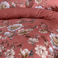 HKM-325011 Floral Double-Sided Cotton Duvet Cover Set in Red - Multiple Sizes Available