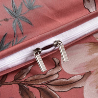 HKM-325011 Floral Double-Sided Cotton Duvet Cover Set in Red - Multiple Sizes Available