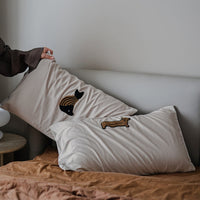 HKM-325139 Milk Coffee Plush Cotton Pillowcase with Three-Dimensional Embroidery - Available in Single and Double Sizes
