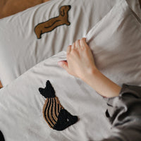 HKM-325139 Milk Coffee Plush Cotton Pillowcase with Three-Dimensional Embroidery - Available in Single and Double Sizes
