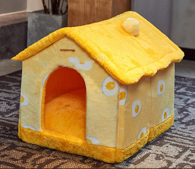 HKM-325139 Plus Velvet Yurt Removable Washable Small Dog Cat Litter House in Multiple Colors