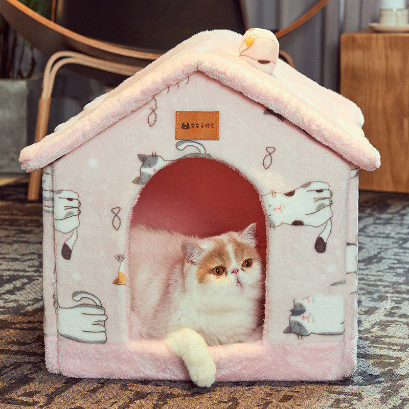 HKM-325139 Plus Velvet Yurt Removable Washable Small Dog Cat Litter House in Multiple Colors