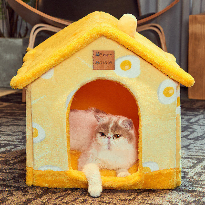 HKM-325139 Plus Velvet Yurt Removable Washable Small Dog Cat Litter House in Multiple Colors