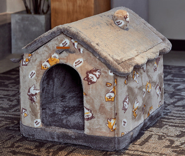 HKM-325139 Plus Velvet Yurt Removable Washable Small Dog Cat Litter House in Multiple Colors