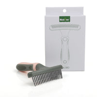 HKM-325267 Double Row Pet Comb Brush - Plastic Grooming Tool in Pink, Green, and Blue, 155x43x110mm