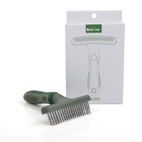 HKM-325267 Double Row Pet Comb Brush - Plastic Grooming Tool in Pink, Green, and Blue, 155x43x110mm
