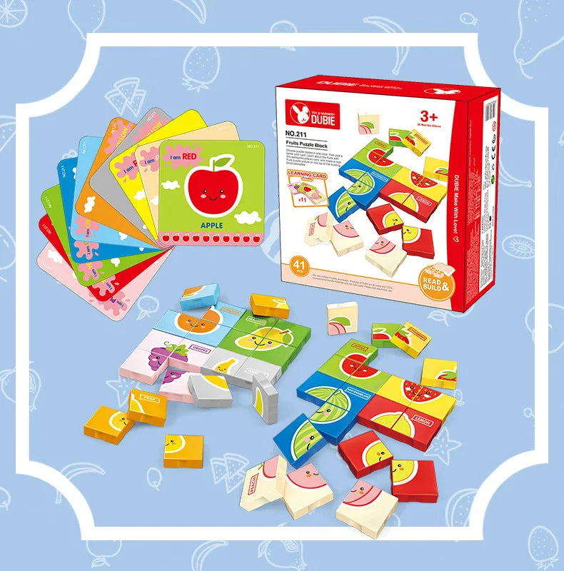 HKM-325331 Educational Fruit & Vegetable Matching Puzzle Blocks for Preschool Learning, Cognitive Development Toy