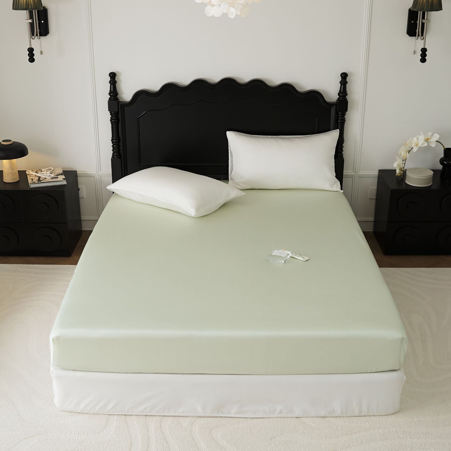 HKM-325331 Light Luxury Purple Lyocell Fiber Solid Color Bed Sheet