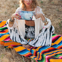 HKM-325331 Mexican Indian Style Cotton Beach Blanket with Waterproof Layer - Variety of Sizes and Colors