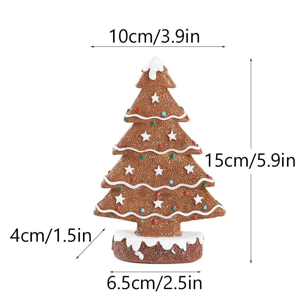 HKM-325459 Ginger Cake Christmas Tree Decoration - Resin Holiday Scene, 10.5x4x15.5 cm