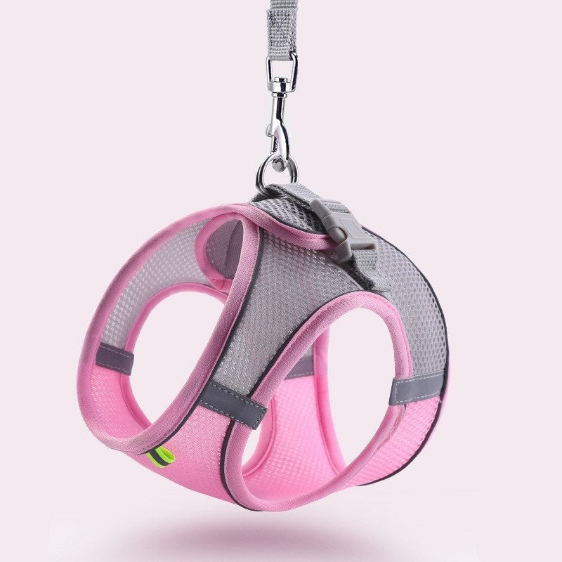 HKM-325523 Reflective Outdoor Pet Harness with Traction Rope - Adjustable to Fit Small to Large Breeds