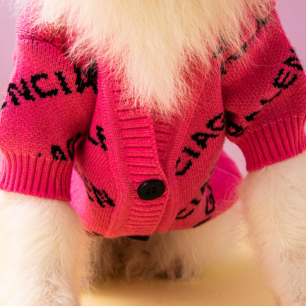 HKM-325587 Thick Woolen Dog Sweater for Autumn and Winter in Black and Rose Red, Sizes XS to XXL