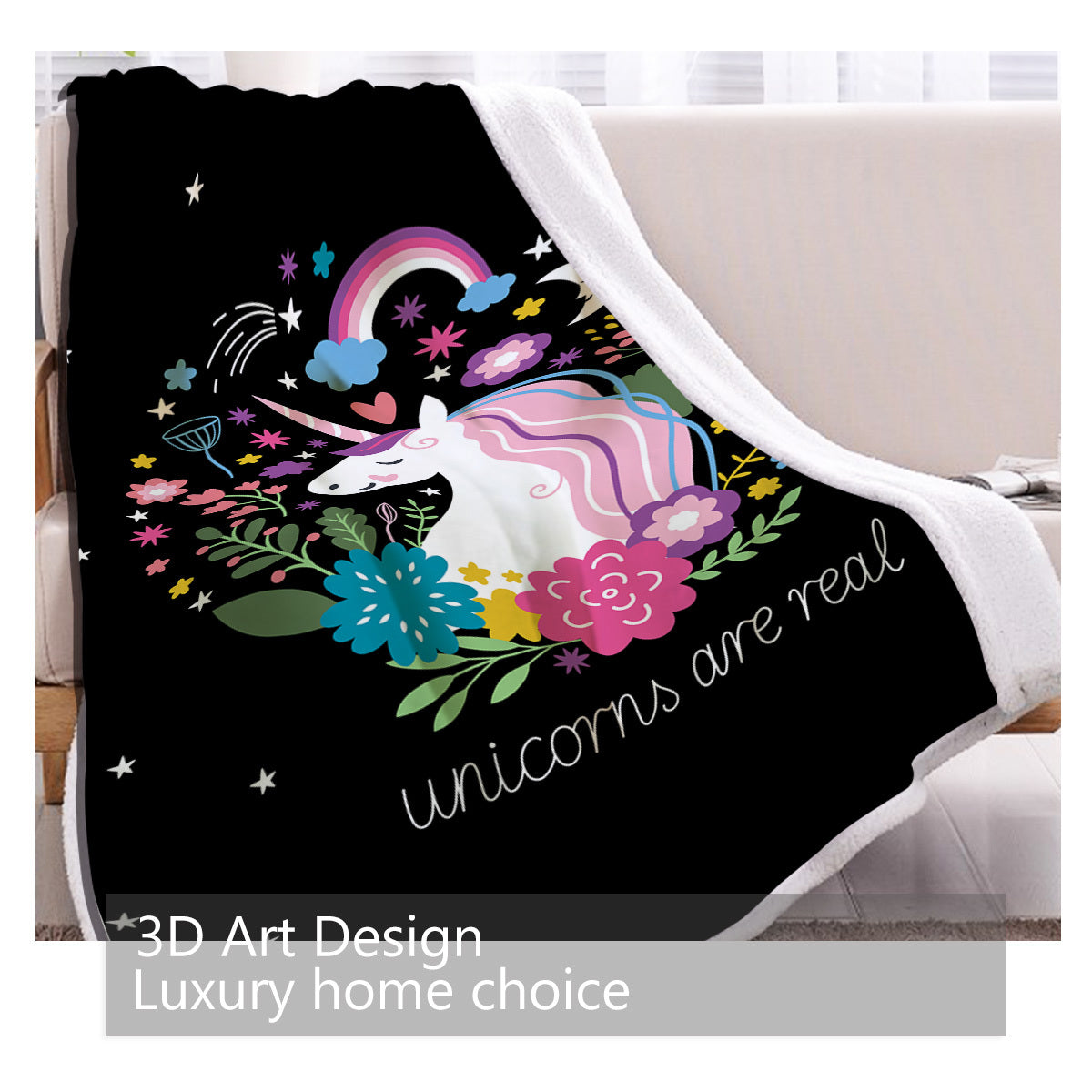 HKM-326163 Soft Black Lamb Wool Sherpa Fleece Blanket - Cozy Throw for Home, Office, and Outdoor Use (50"x60" or 60"x80")