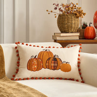 HKM-326227 Autumn Maple Leaf and Pumpkin Decorative Pillow Cover for Living Room Sofa