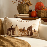 HKM-326227 Autumn Maple Leaf and Pumpkin Decorative Pillow Cover for Living Room Sofa