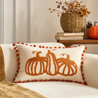 HKM-326227 Autumn Maple Leaf and Pumpkin Decorative Pillow Cover for Living Room Sofa