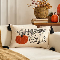 HKM-326227 Autumn Maple Leaf and Pumpkin Decorative Pillow Cover for Living Room Sofa