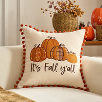 HKM-326227 Autumn Maple Leaf and Pumpkin Decorative Pillow Cover for Living Room Sofa