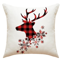 HKM-326291 Cartoon Elk Letter Printed Pillow Case with Snowflakes and Cars, 45x45cm