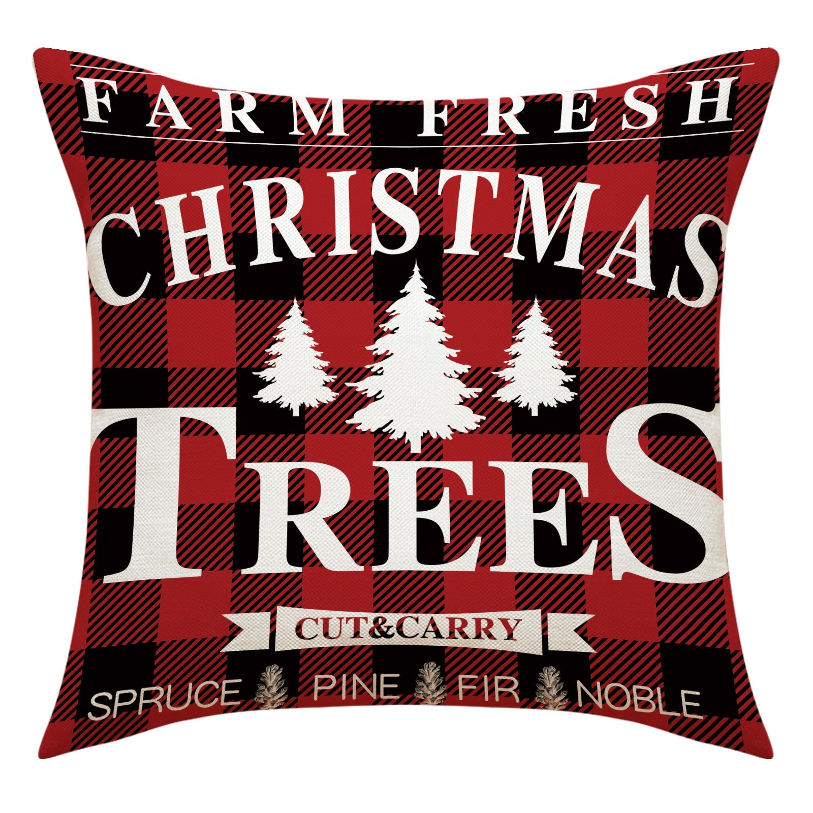 HKM-326291 Cartoon Elk Letter Printed Pillow Case with Snowflakes and Cars, 45x45cm