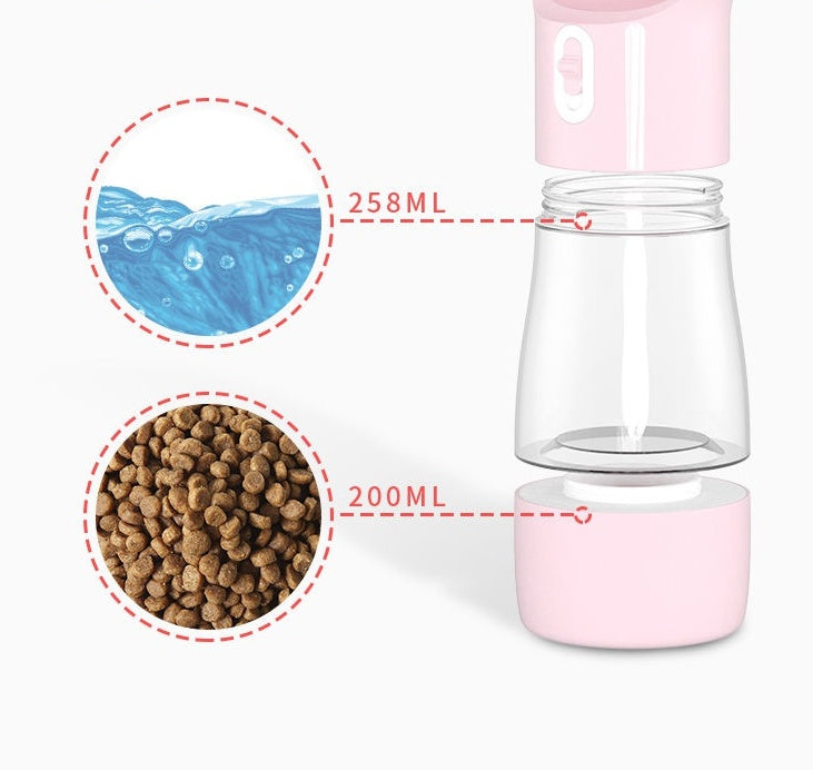 HKM-326355 Portable Dog Water Dispenser with Food Storage and Leak-Proof Design - Ideal for Outdoor Adventures