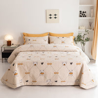 HKM-326483 Cotton Quilted Bed Cover Set with Floral Design – Includes Bedspread and 2 Pillowcases, Multiple Sizes Available