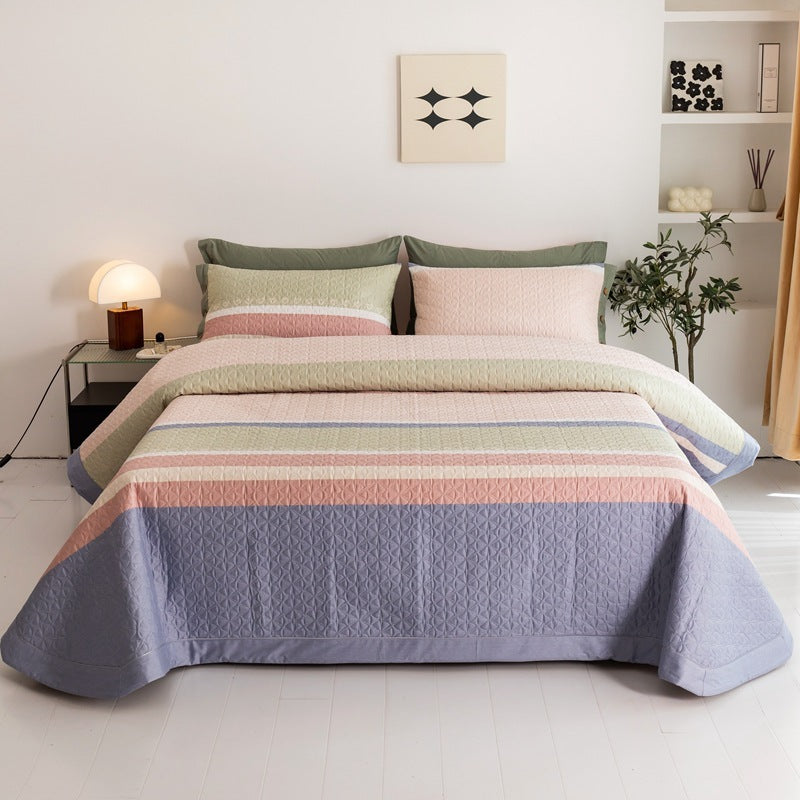HKM-326483 Cotton Quilted Bed Cover Set with Floral Design – Includes Bedspread and 2 Pillowcases, Multiple Sizes Available