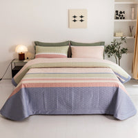 HKM-326483 Cotton Quilted Bed Cover Set with Floral Design – Includes Bedspread and 2 Pillowcases, Multiple Sizes Available