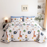 HKM-326483 Cotton Quilted Bed Cover Set with Floral Design – Includes Bedspread and 2 Pillowcases, Multiple Sizes Available