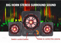 HKM-326547 Mini Colorful LED 2.1 USB Computer Speaker with 3.5mm Jack and Perfect Sound Quality