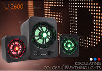 HKM-326547 Mini Colorful LED 2.1 USB Computer Speaker with 3.5mm Jack and Perfect Sound Quality