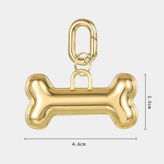 HKM-326675 Engraved Gold Bone Dog ID Tag - Durable Alloy Identification Card