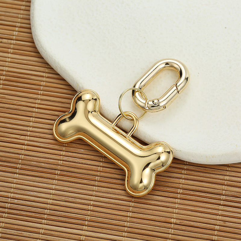 HKM-326675 Engraved Gold Bone Dog ID Tag - Durable Alloy Identification Card