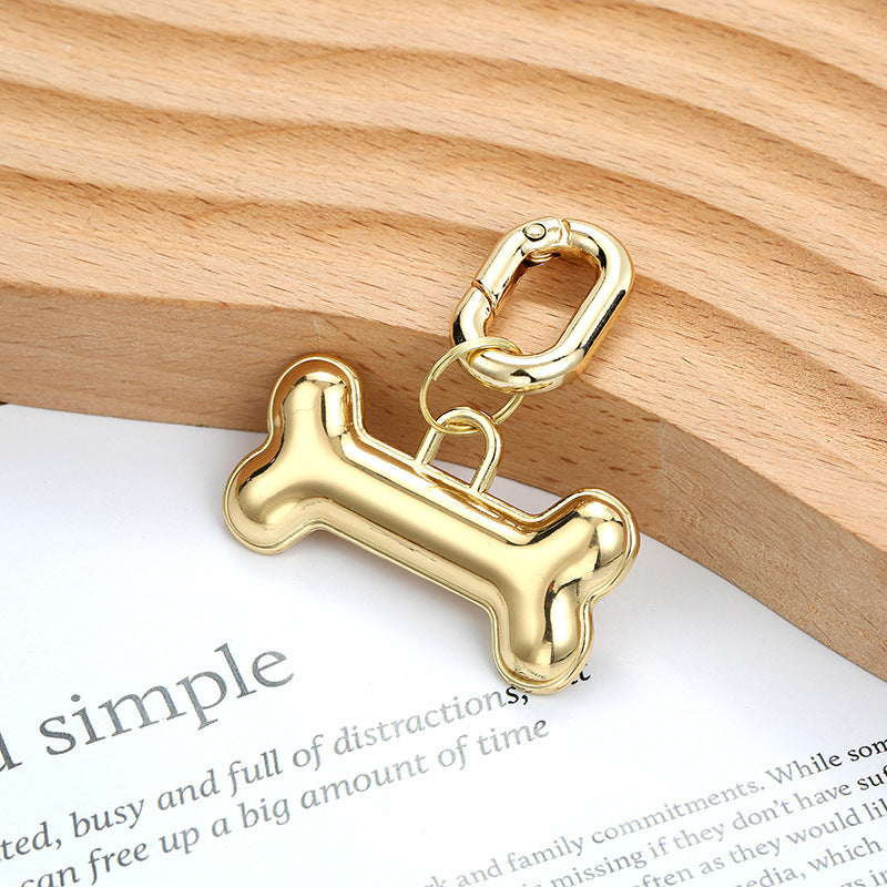 HKM-326675 Engraved Gold Bone Dog ID Tag - Durable Alloy Identification Card
