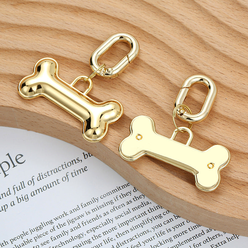 HKM-326675 Engraved Gold Bone Dog ID Tag - Durable Alloy Identification Card