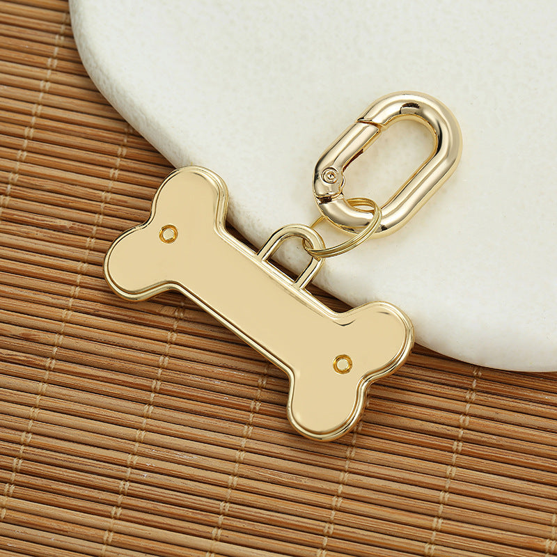 HKM-326675 Engraved Gold Bone Dog ID Tag - Durable Alloy Identification Card