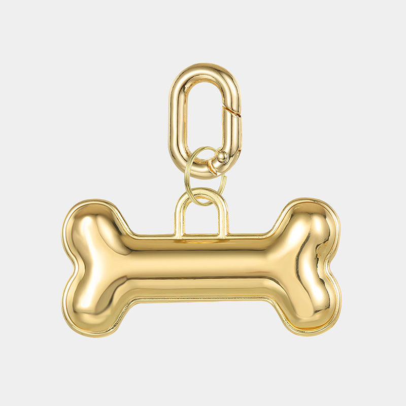 HKM-326675 Engraved Gold Bone Dog ID Tag - Durable Alloy Identification Card